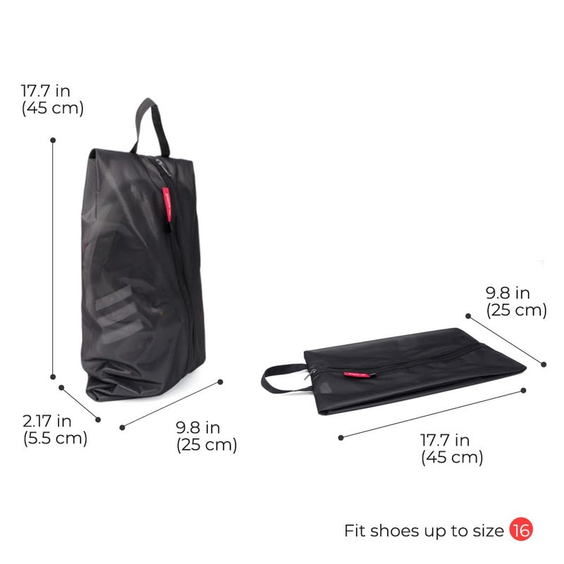 pack all Plus-Sized Shoe Bag for Travel, Water-Resistant Shoe Pouch for Gym, Odor-Resistant Soccer Cleats Bag for Sport (Black, 1-Pack) - Image 4